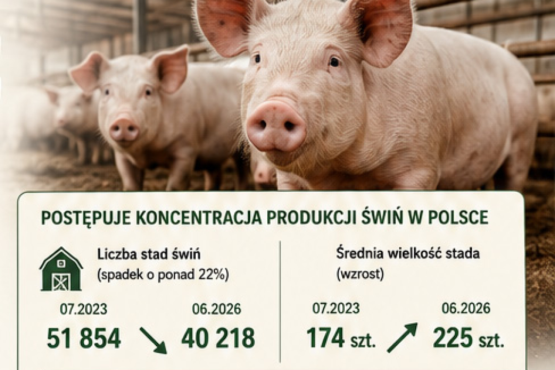 Trzoda chlewna w Polsce pod presją. Mniej gospodarstw, większe stada i trudna walka o rentowność